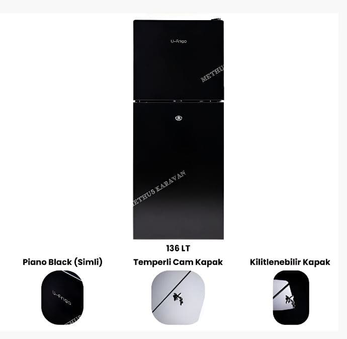 U Frigo 136 LT Limited Edition 12/24V Kompresörlü Buzdolabı Siyah
