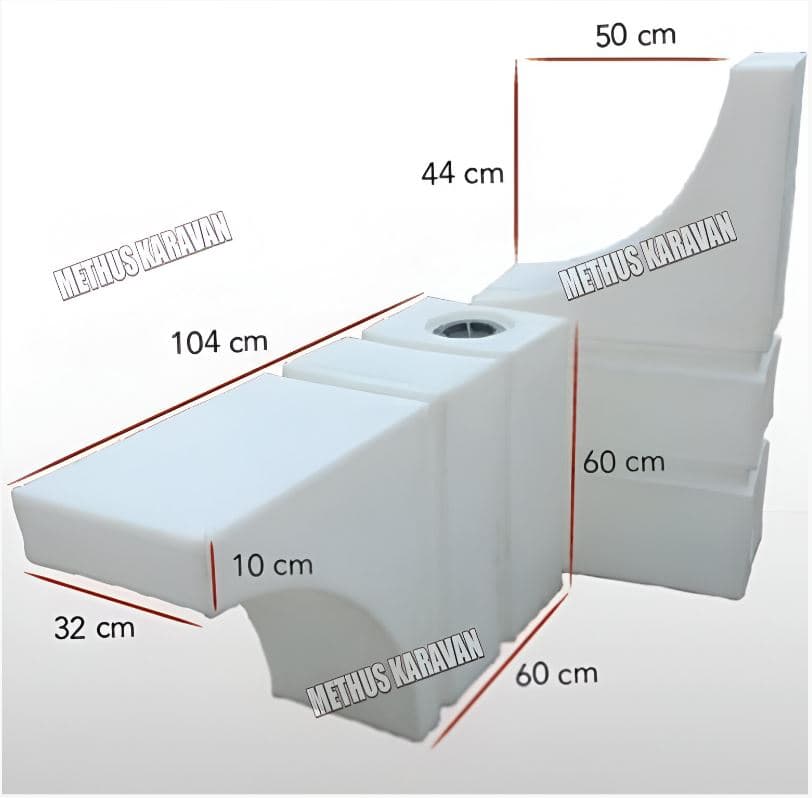 Methus Karavan Tekerlek Üstü 150 Litre Beyaz Su Deposu