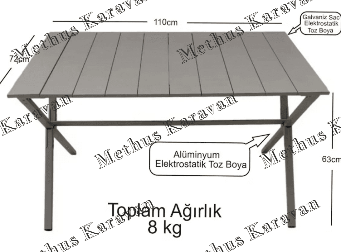 Camp Steel Portatif Kamp Masası Gri 70x110