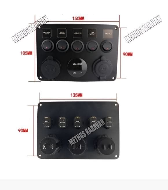 Methus Karavan 12/24V Kontrol Paneli Sigortalı 5'li Düğme