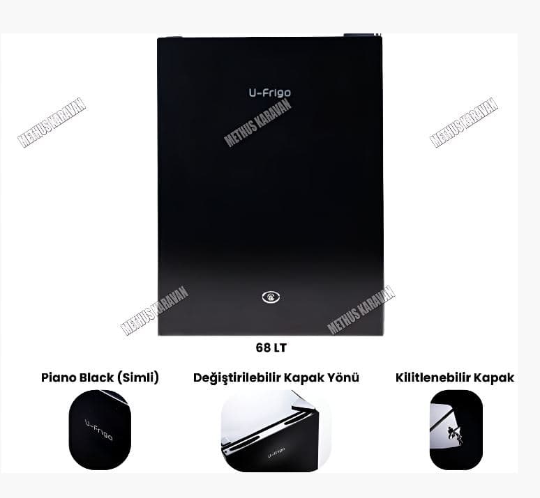 U Frigo 68 Limited Edition 12-24V Siyah Karavan Buzdolabı