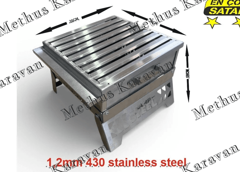 Camp Steel Katlanabilir Krom Çantalı Mangal 25x36 Aile Boy