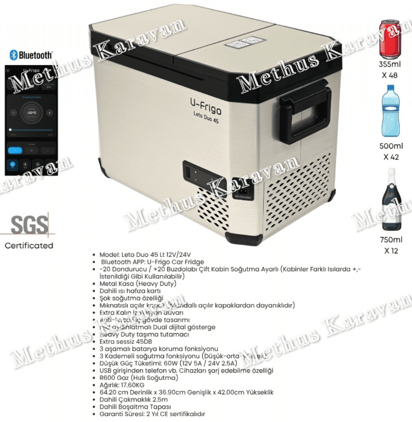U Frigo Leto Duo Çift Kapaklı 45 LT Oto Buzdolabı