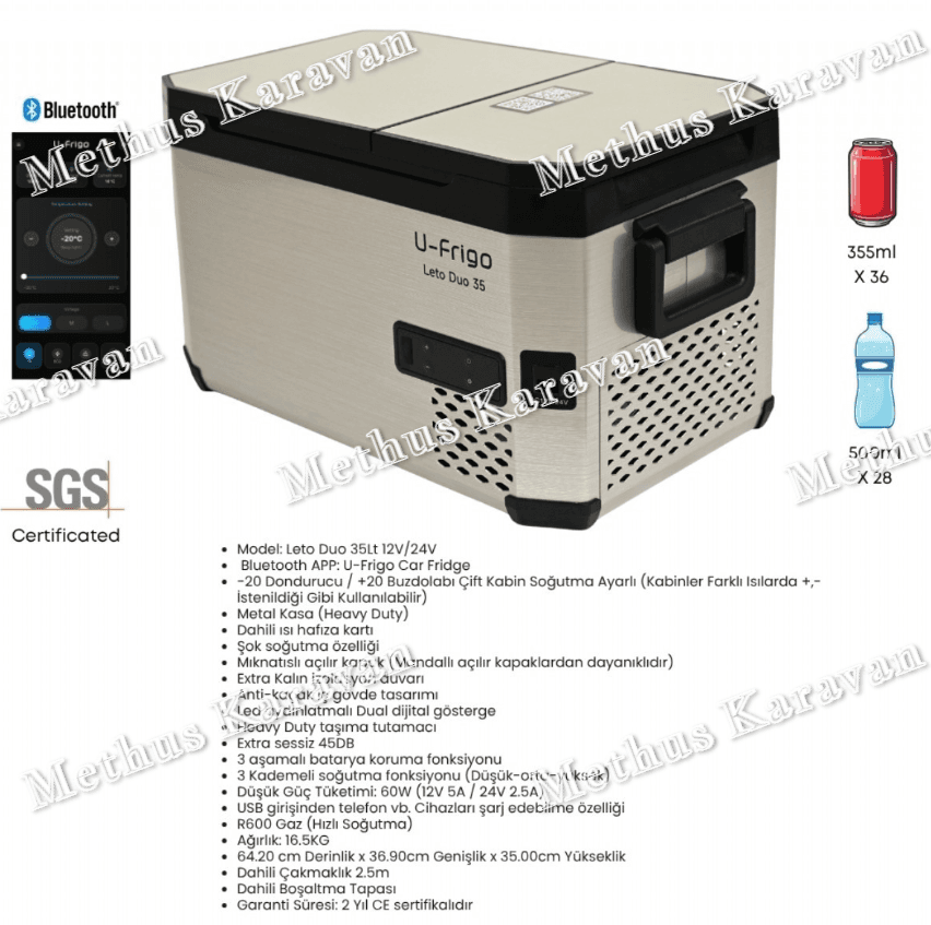 U Frigo Leto Duo Çift Kapaklı 35 Lt 12V/24V Oto Buzdolabı