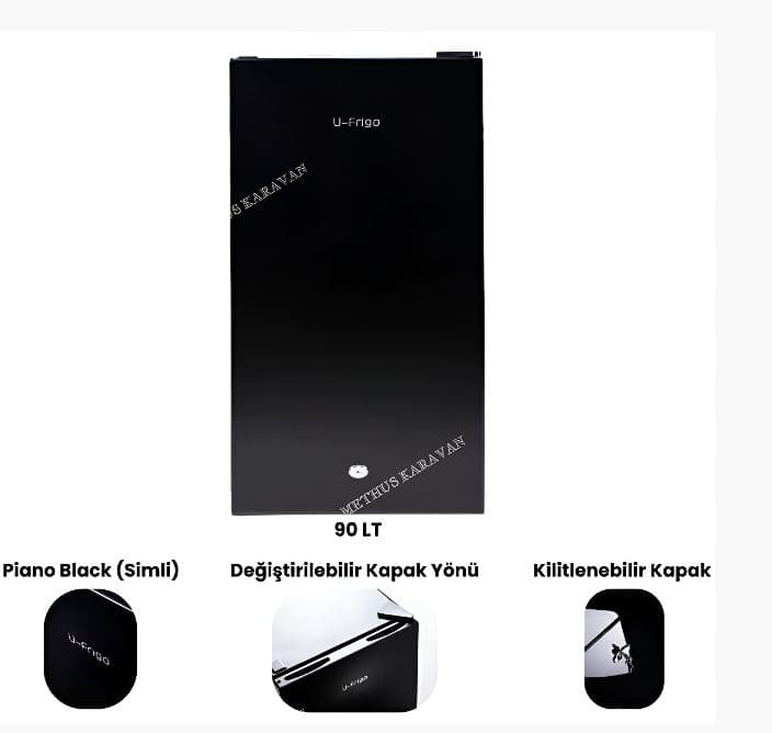 U-Frigo 90 LT Limited Edition 12/24V Kompresörlü Karavan Buzdolabı Siyah