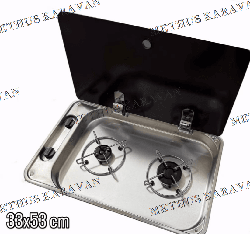 Univercal Krom Cam Kapaklı İkili Ocak 33x53 cm C3353TS